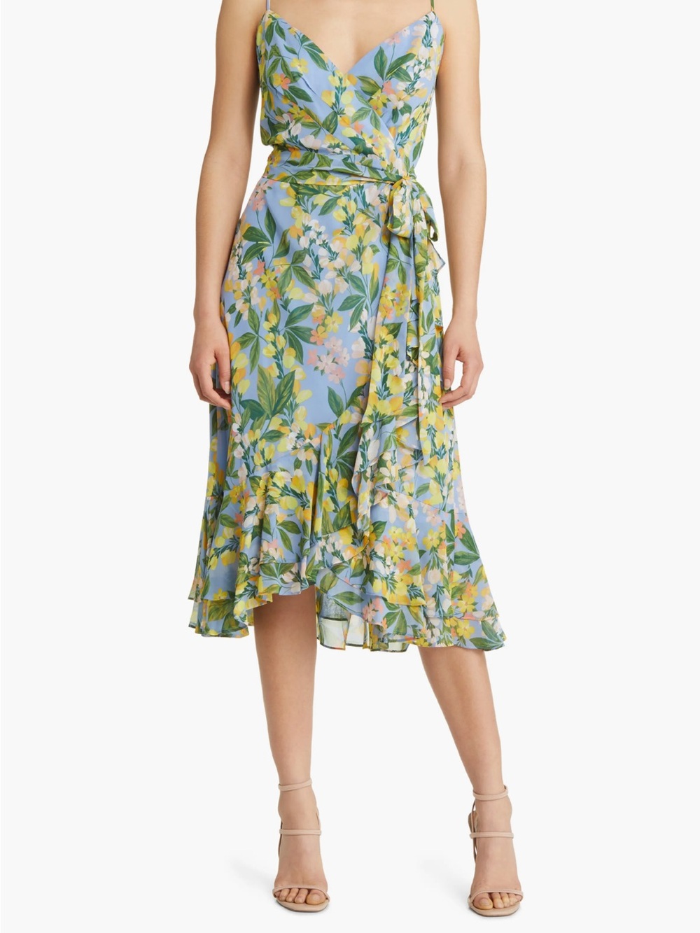 Eliza J Floral Wrap Bodice Dress